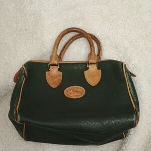 Dooney & Bourke Green and Tan Satchel Structured Design